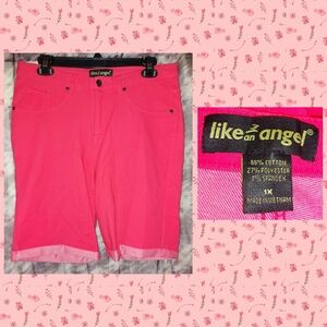 Like An Angel brand Dark (Pepto) Pink Soft Knit Bermuda Shorts Sz 1X(14/16)